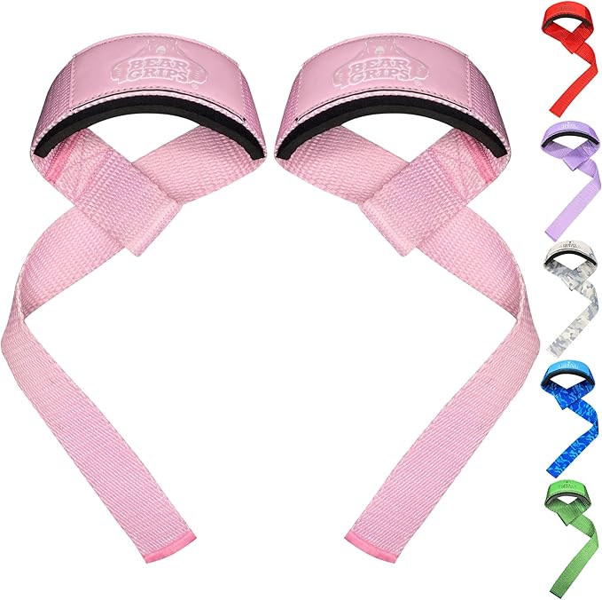 Bear Grips Lifting Straps - Gym & Weightlifting Straps for Men & Women, Deadlift Support, 2 Pairs
