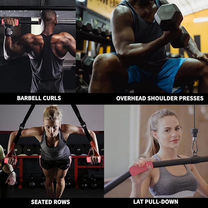 Hikeen Thick Bar Dumbbell Grips,Non Slip Hard Rubber Barbell Grips,Grips for Weight Lifting, Muscle Building-1.77", 2", 2.25" & 2.75" Outer Diameter