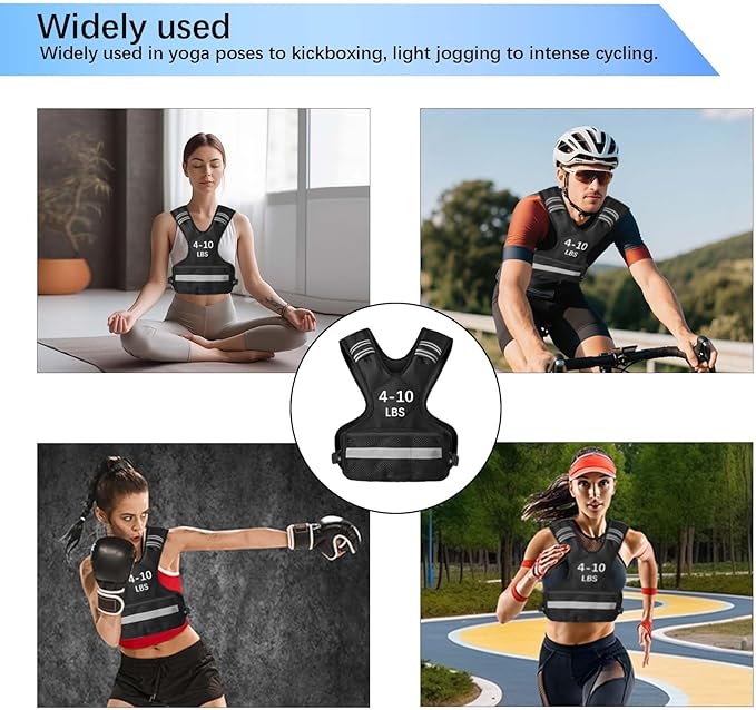 Adjustable Weighted Vest for Men Women 4-10lb/11-20lb/20-32lb Rucking Fitness Vest with Reflective Safety Strips - Running Walking Strength Training Design for Gym Home Workouts