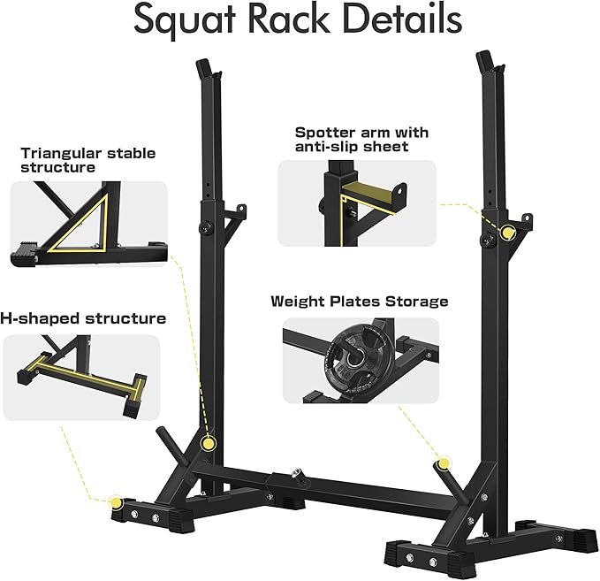 CANPA Adjustable Squat Rack Stand Multi-Function Barbell Rack Weight Lifting Gym Dumbbell Racks Home Gym Bench Press Rack Dumbbell Racks Stands 600Lbs