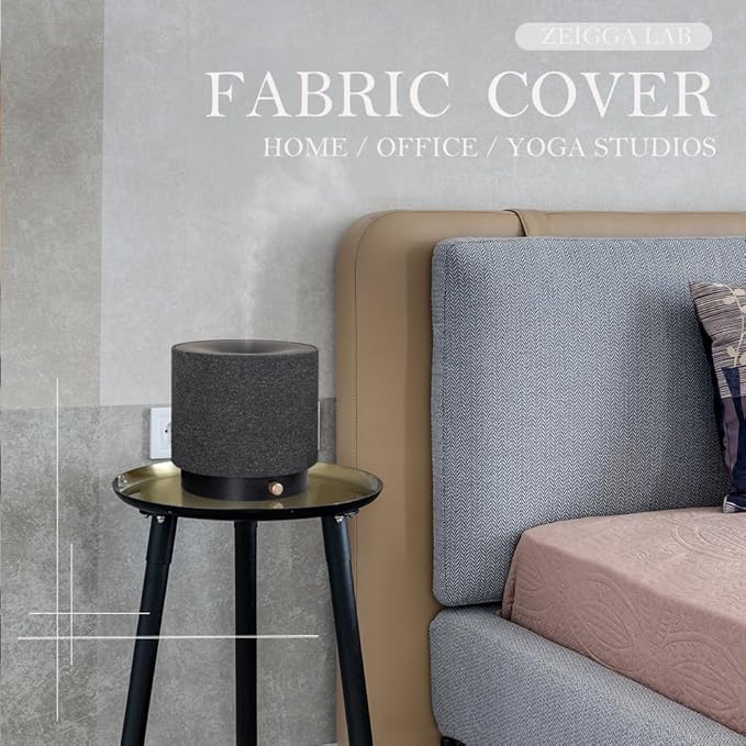 Elegant Fabric Aroma Diffuser - Quiet Essential Oil Diffuser with Soft Night Light, Perfect for Home, Office, and Yoga Space (M35-Black)