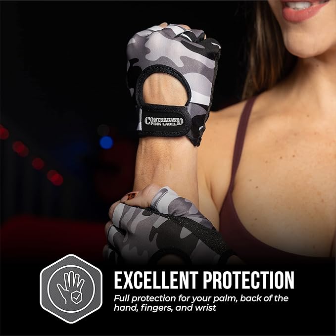 5217 Women's Design Series Camo Print Lifting and Rowing Gloves (Pair) - Lightweight Vegan Medium Padded Microfiber Amara Leather w/Griplock Silicone