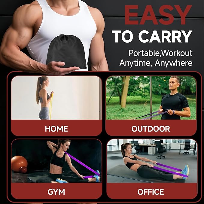 Resistance Bands Set with Door Anchor, Multi-Levels Pull Up Assistance Bands, Exercise Bands for Working Out, Stretching, Muscle Training, Physical Therapy (Men/Women)