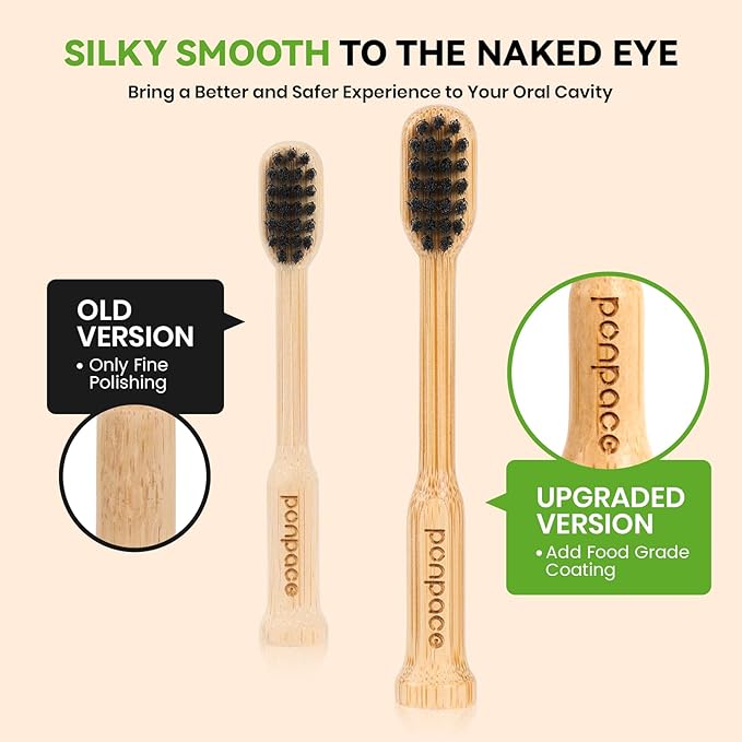 Bamboo Toothbrush Heads Compatible with Laifen, Soft Castor-Oil Bristles, Biodegradable Toothbrush Replacement Heads, Eco-Friendly & Daily Cleaning