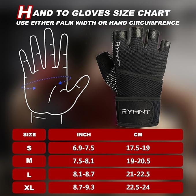 Workout Gloves with Wrist Wrap Support, Weight Lifting Gloves with Full Palm Protection & Extra Grip for Men Women Gym Exercise, Fitness, Weightlifting, Pull ups