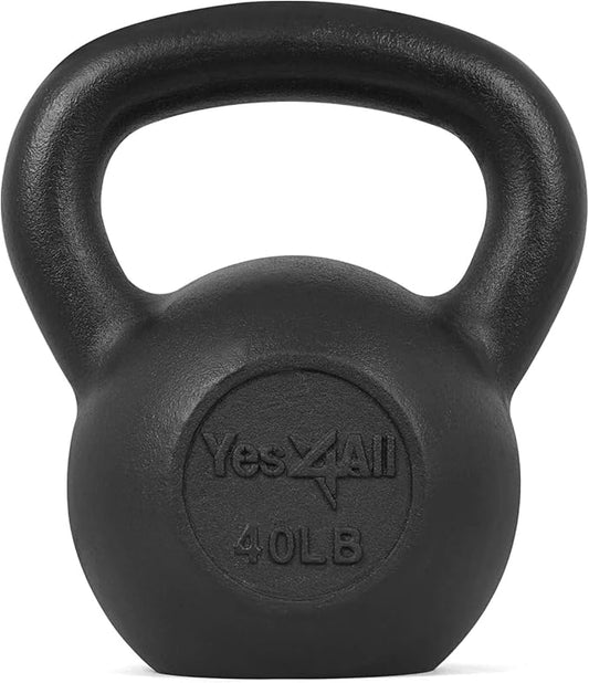 Yes4All 5-80 lbs Cast Iron Kettlebell for Dumbbell Weights Exercises, Gym, Full Body Home Workout Equipment, Push up, Grip and Strength Training