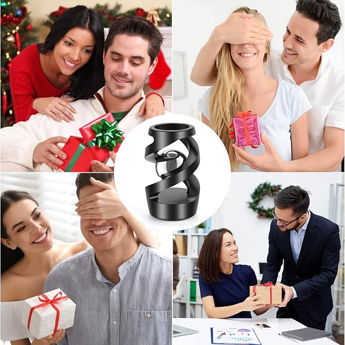 Upgraded Fidget Toys Adult, Kinetic Spinning Desk Toys, Kinetic Optical Illusion Toys, Kinetic Desktop Fidget Spinner Toys, Cool Gadget Relieve Stress Anxiety Fidget Toys for Office for Adult(Black)