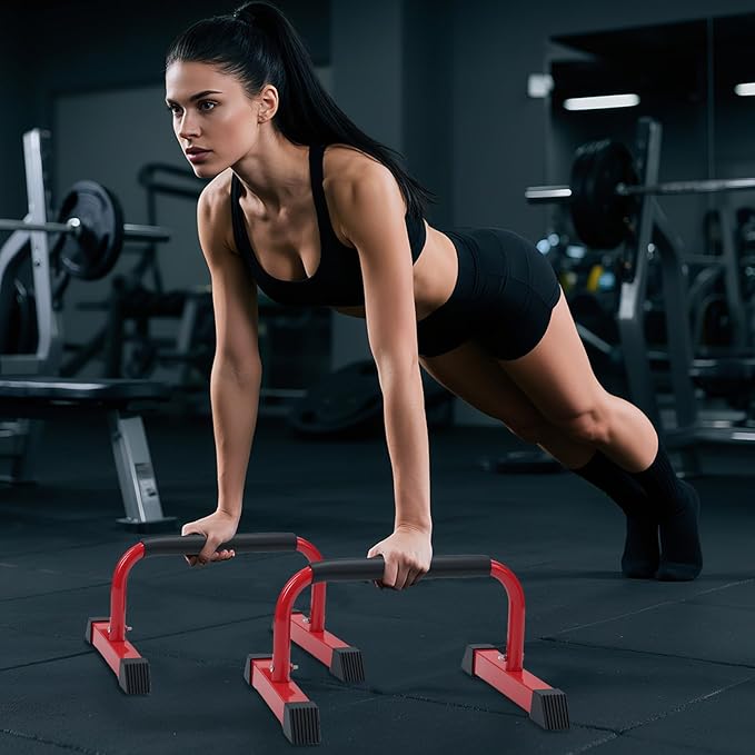Push Up Bars: Sweat-resistant Parallettes Bar for Handstands L-sit & Dip, No Wobbling Strength Training Pushup Stands for Women Men Workout Core Exercise at Home Floor Gym
