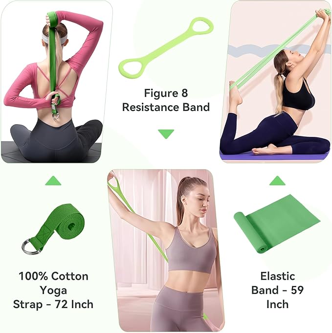 HASHMUST Pilates Ring Kit 12 PCS for Women, Home Workout Equipment with Magic Circle, Mini Exercise Ball, Resistance Bands, Massage Lacrosse, Yoga Strap, Full-Body Fitness Set for Toning & Gift