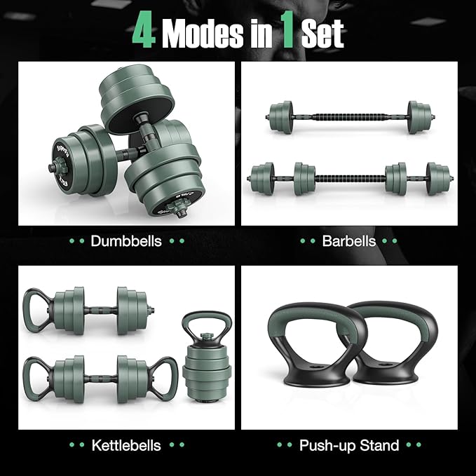 Goplus Adjustable Dumbbell Set, 92/47 LBS Free Weight Set, 4 in 1 Weights w/Connector Used as Barbell, Dumbbells, Kettlebells, Push up Stand, Fitness Workout Equipment for Men Women Home Gym