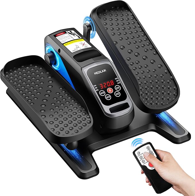 Under Desk Elliptical Machine,Ellipse Leg Exerciser Electric with Remoter,12 Manual Adjustable Speed and 3 Automatic Speed,Portable Seated Pedal Exerciser for Seniors,Adults,Home,Office