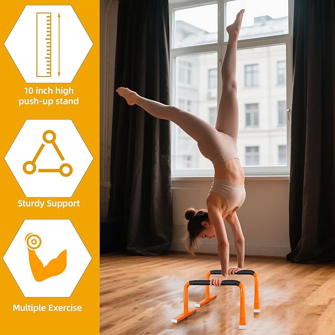 Strength Training Parallettes Push Up Bars, Pushup Handles Calisthenics Equipment for Home Workout, Anti-slip Gymnastics Bars, Handstand & Dip Bar for Outdoor Exercise