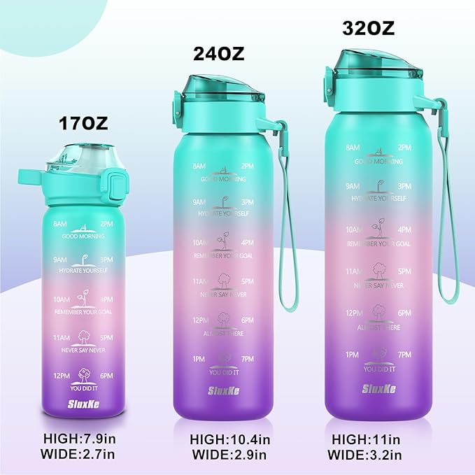 32oz Insulated Water Bottle with handle BPA Free, 316 Stainless Steel Water Bottles 1000ml with Time Marker Double Walled, 1000ml Metal Water Flask Jug for Hiking, Biking, Running