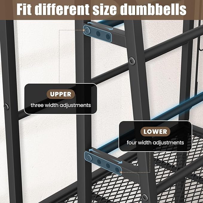 600LBS Weight Rack For Home Gym, Vopeak Dumbbell Rack Stand Only, Adjustable Weight Rack For Dumbbells, Kettlebells Yoga Mat, Home Gym Storage Rack With Wheels And Hooks, Powder Coated Finish Steel