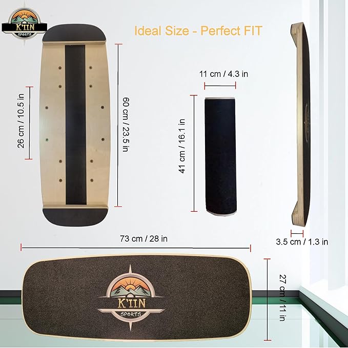 Kiin Balance Board Trainer, adjustable stoppers – Indo Board, Balancing Board for Surfing, Core Training, Wobble Board for Skateboarding, Surfing, Skating, Yoga and Fitness.