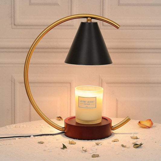 Candle Warmer Lamp with Timer and Dimmer, Electric Scented Wax Warmer for Bedroom, Home Decor Aroma Candle Holder Night Light/Table Lamp - Gift (ABC-Golden-Cresent)