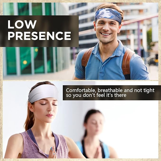 18 Pcs Sports Sweatbands for Men Women Camo Headbands Workout Non Slip Headbands Breathable Head Band Fitness Stretchy Unisex Hairband for Yoga Running Cycling Ball