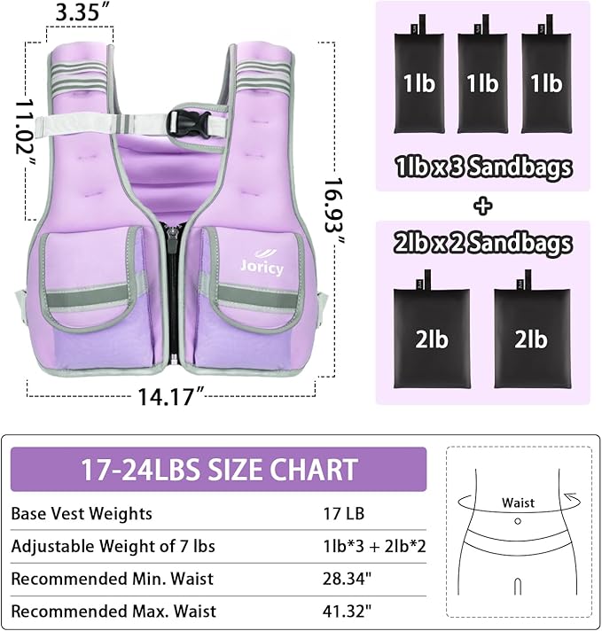 Adjustable Weighted Vest Woman 5-12lb/9-16lb/17-24lb/23-30lb Weight Vest with Reflective Stripe, Zipper Rucking Running Vests for Women Men Workout Walking Strength Training Weight Loss Fitness Weightlifting