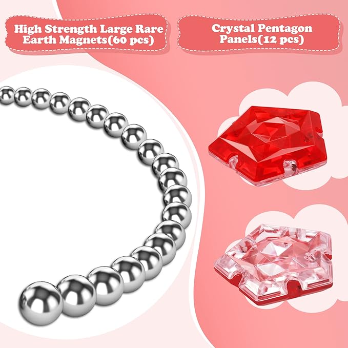 LAFFTRAK Magnetic Fidget Sphere Magnet Toys - Crystal Red - Magnets Sensory Toys - 12 Piece Set - Creativity Beyond Imagination, Inspirational, Recreational, Fun Desk Toy for Adults