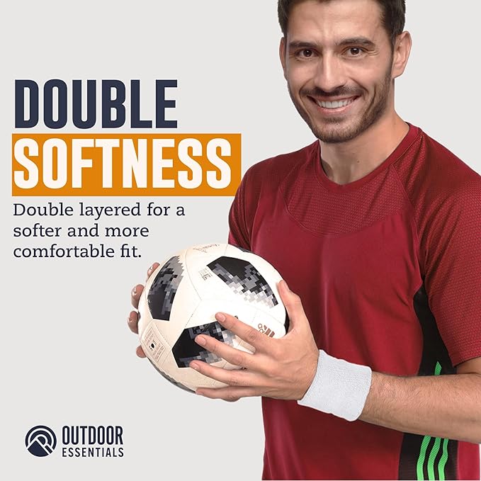 OutdoorEssentials Sweatbands & Wristbands - Wrist Sweat Bands Headbands for Men & Women - Multipack Terry Cloth Headbands or Wrist Bands for Working Out, Tennis, Basketball, Football, Gymnastics