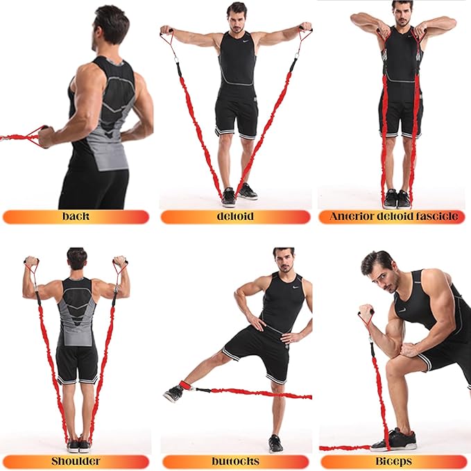 Resistance Bands Set, 15 Pack Resistance Bands with Handles Bands Resistance Tubes, 20lbs to 40lbs Bands for Working Out Elastic Crossover Symmetry Bands for Training, Yoga