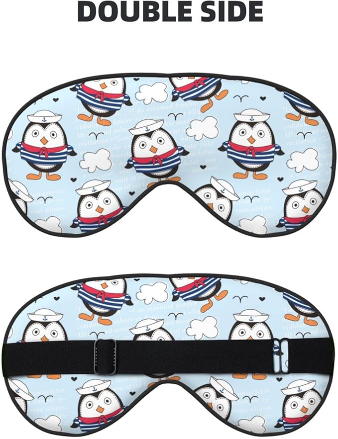 Sleep Eye Mask Little Sailor Penguin Sleep Mask for Women Men Comfortable Eye Mask with Adjustable Strap Soft Eye Cover Blindfold for Travel Yoga Nap Shift Work