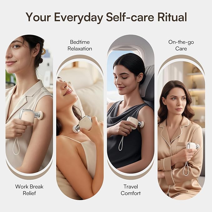 INIA Mini Massage Gun - Ultra-Portable Massager Gun for Muscle Pain Relief, Deep Tissue Percussion Massager with 3 Attachments, Quiet & Lightweight, Gifts for Men Women