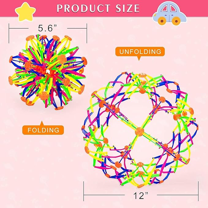 2PCS Expandable BreathingColorful Inflatable Ball Expandable Magic Ball - Stress Reliever Fidget Toys - Breathing Magic Collapsible Ball Toys for Kids & Adults Stress Needs - for Yoga,ADHD (2PCS)