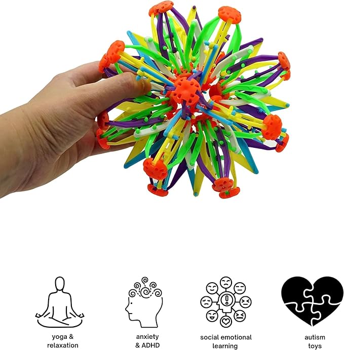 4E's Novelty Expandable Breathing Ball Sphere - Breathing Visual, Fidget Toys Expands from 6 to 12" Expanding Sphere for Kids & Adult