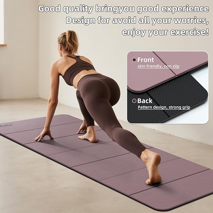 Foldable Yoga Mat Extra Thick 0.32 Inches Eco-Friendly POE Material, Non-Slip Design Fitness Mats, Multi-Purpose Workout Mats For Studio or Home Use (70 x 24 x 0.32 inches)