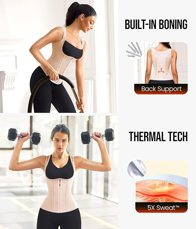 Junlan Waist Trainer for Women - Sauna Suit Sweat Vest for Working Out