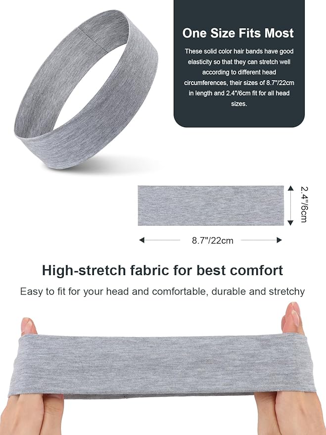 DRESHOW 8 Pack Sports Headbands for Women Non-Slip Stretchy Fashion HairBand Curly Hair Headband Soft Hair Accessories for Daily Wear Workout Yoga Running