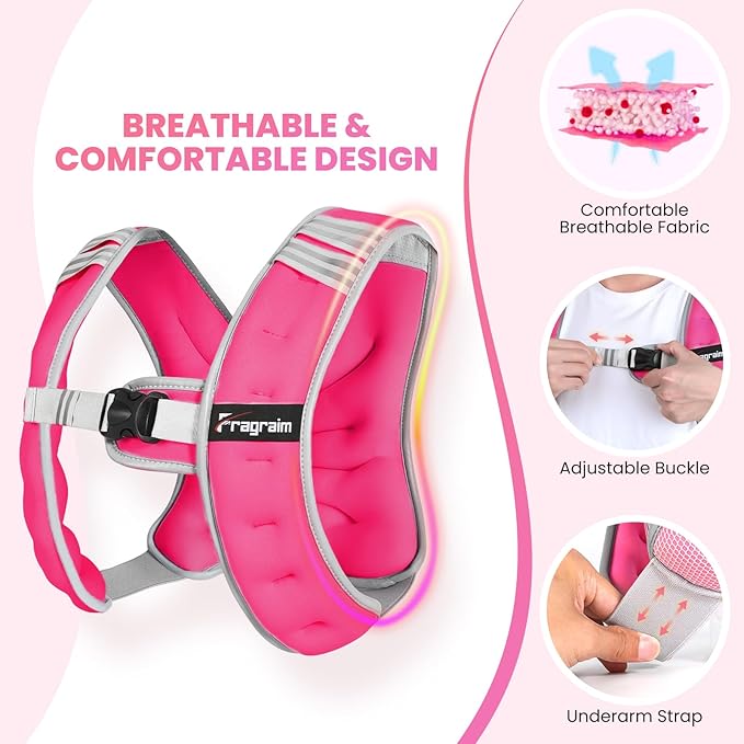 Fragraim Weighted Vest for Women Men - 8lb/10lb/12lb/16lb/22lb/25lb/30lb Weight Vest with Reflective Stripe, Detachable Phone Pouch, Ideal for Walking, Strength Training, Running, Workout, Cardio