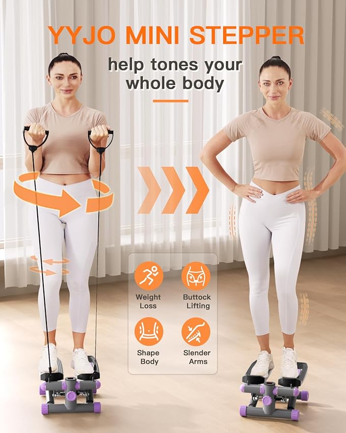 Steppers for Exercise at Home, Mini Stepper with Resistance Bands Portable Stair Stepper for Buttocks Lifting and Body Shaping