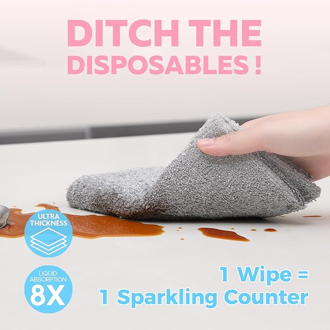 Fantasticlean XL Tear-Away Microfiber Cleaning Cloth Roll, 16'' by 16''- 36 Sheets, Thick & Large Detailing Towels, Ultra Absorbent, Lint-Free Reusable Wipes for Home, Car or Outdoor (Glossy Grey)