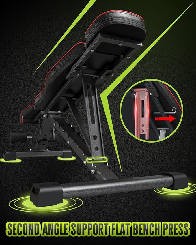 Adjustable Weight Bench for Bench Press, Heavy Duty Stable Workout Bench Foldable Weight Benches for Home Gym, Incline/Decline 90 Degree Bench Exercise Bench