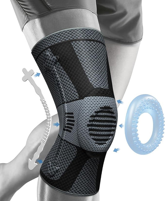 NEENCA Professional Knee Brace for Pain Relief, Medical Knee Compression Sleeve, Knee Support with Horizontal Knit Tech for Meniscus Tear, ACL, Arthritis, Joint Pain, Runner, Workout- FSA/HSA APPROVED