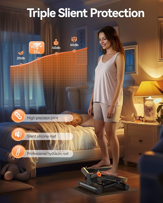 Niceday Steppers for Exercise, Stair Stepper with Resistance Bands, Mini Stepper with 300LBS Loading Capacity, Hydraulic Fitness Stepper with LCD Monitor