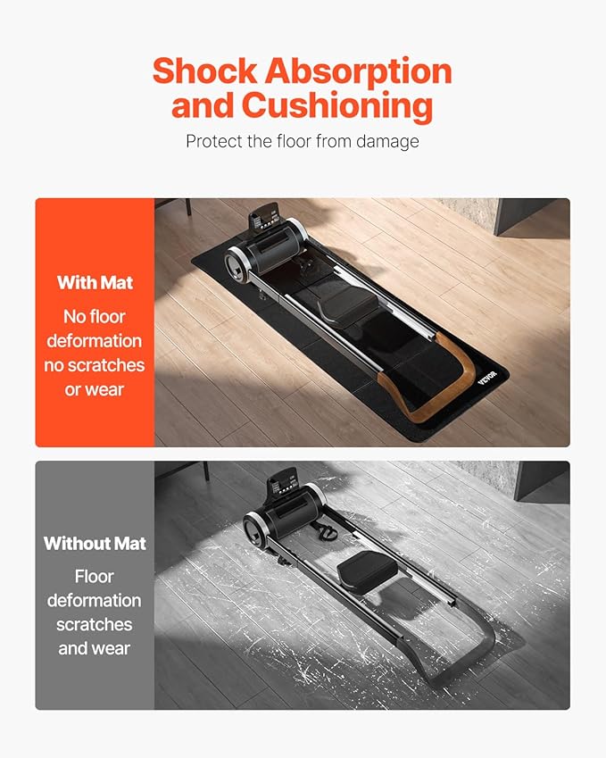 VEVOR Treadmill Mat for Carpet Floor, Exercise Equipment Mat for Treadmills, Stationary & Recumbent Bikes, High Density PVC Floor Protector Gym Mats, Waterproof and Non-Slip for Home Gym