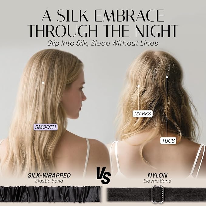 OLESILK 100% Natural Mulberry Silk Sleep Eye Mask Blindfold with Double Layer Silk Filling, Blackout Eye Mask for Women Men Sleeping, Travel and Nap, Eye Cover Eyeshade with Gift Box, Black