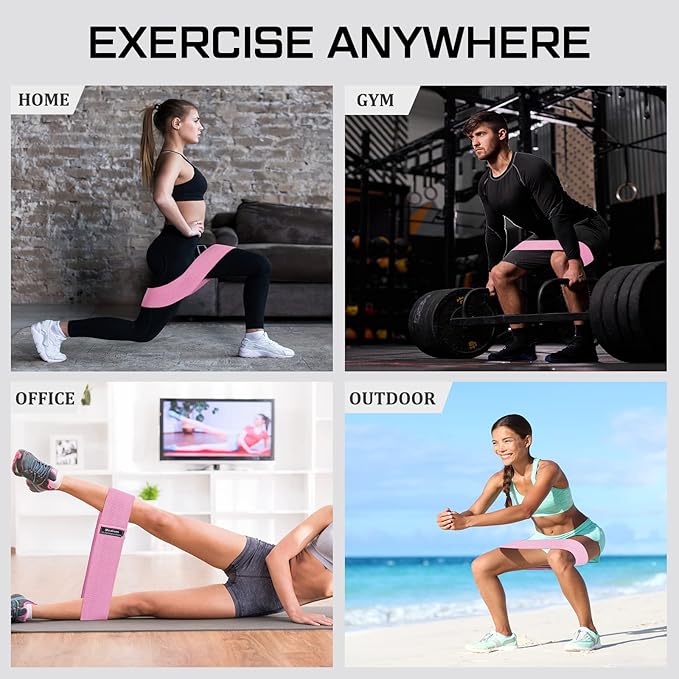 12 Pcs Fabric Resistance Bands for Working Out Booty Workout Stretch Exercise Bands Non Slip for Legs Squat Resistance Loop for Women Men Starter Butt Hip Thigh Fitness