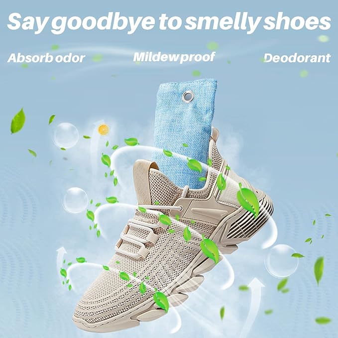 Charcoal Bags Odor Absorber (8x100g) Activated Bamboo Charcoal Air Purifying Bags Charcoal Odor Eliminating Bags for Home & Car Shoes, Closet, Pet -8 PACK