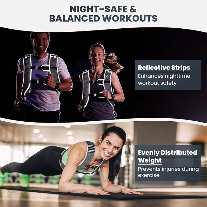 Fragraim Weighted Vest for Women Men - 8lb/10lb/12lb/16lb/22lb/25lb/30lb Weight Vest with Reflective Stripe, Detachable Phone Pouch, Ideal for Walking, Strength Training, Running, Workout, Cardio