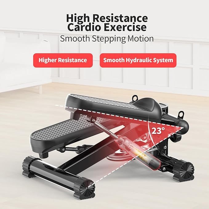 Total Body 2-in-1 Stepper Machine, Total Body Workout, Adjustable Hydraulic, Resistance Bands