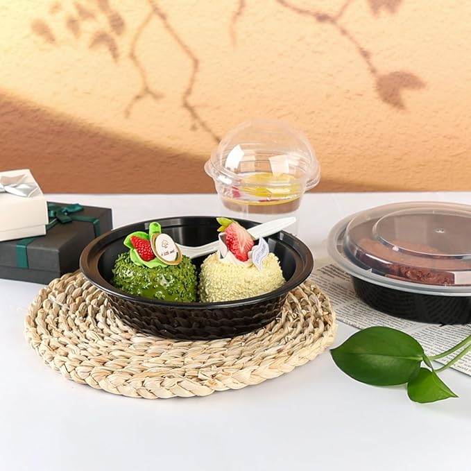 Meal Prep Containers Reusable 10 Pack-23 oz Food Storage Containers with Lids To Go Food Containers Takeout, Microwave Dishwasher Freezer Safe, Stackable, BPA Free, Plastic (Black)