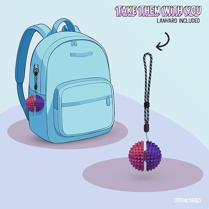 Round Spiked Sensory Fidget Clicker, Tactile Stimming Device with Mechanical Clicky Switches, Lanyard Attachment, Ideal for Pain Stim, ADHD, Autism & Stress Relief (NEON HARMONY, MEDIUM)