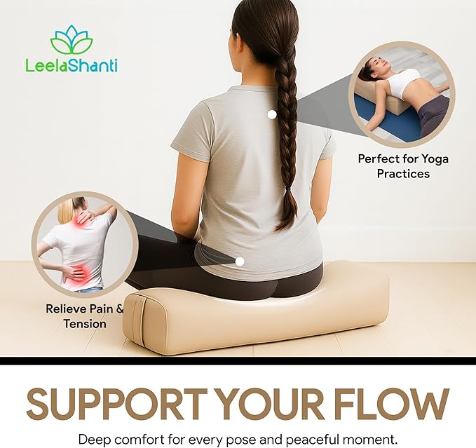 Yoga Bolster Pillow Rectangular Meditation Cushion Cotton