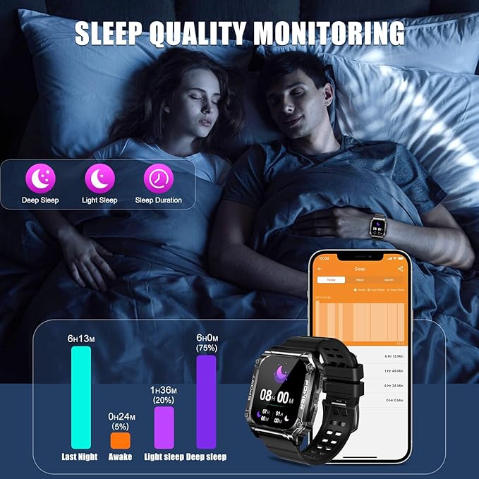 Smart Watch for Men with Phone Function 1.95” HD Touchscreen Smartwatch Fitness Tracker 130+ Sports Modes IP68 Waterproof Wristwatch with Sleep Monitor Pedometer Message Reminder for Android iOS