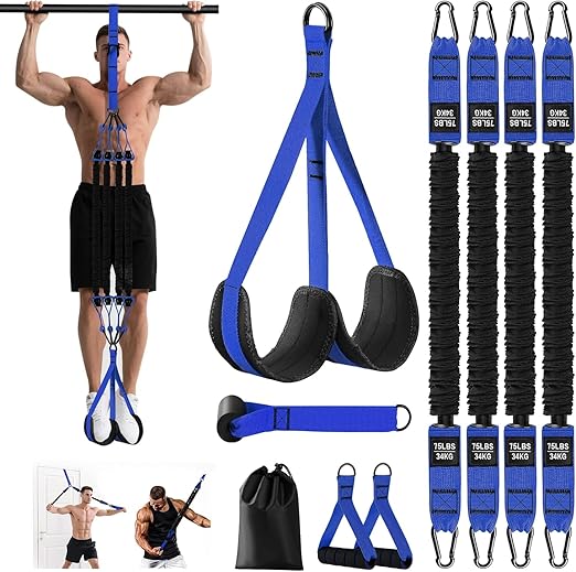 Pull Up Assistance Bands - Adjustable Heavy Duty Pull Up Assist Workout Bands for Men, Women, and Seniors - Resistance Bands for Pull Ups - Pull Up Bar Accessories (Blue)