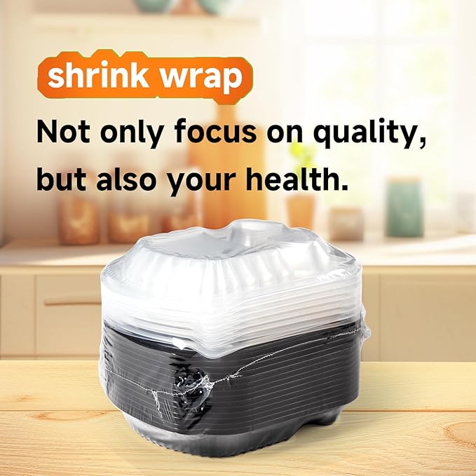 YANGRUI Meal Prep Container, 30 Pack 30oz BPA Free Reusable To Go Containers with Lids Shrink Wrap Microwave Dishwasher Freezer Safe Plastic 3 Compartment Bento Box